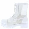 ELEGANCE Bali1 White Perforated Lace Up Combat Boot