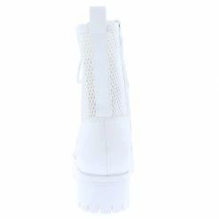 ELEGANCE Bali1 White Perforated Lace Up Combat Boot
