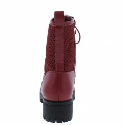 ELEGANCE Boots Bali1 Wine Perforated Lace Up Combat Boot