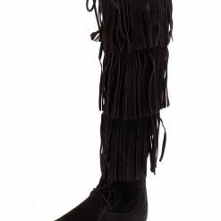 Forever Link Baylee10 Black Knee High Lace Up Multi Layer Fringe Boot 7 Forever Link Baylee10 Black Knee High Lace Up Multi Layer Fringe Boot