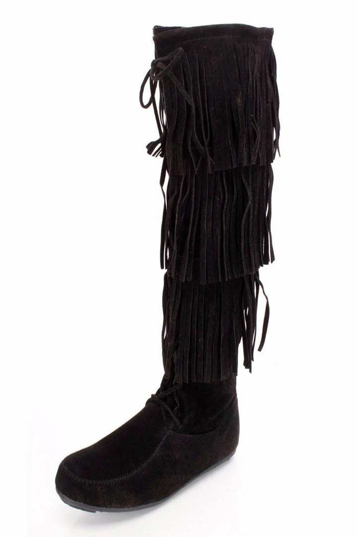 Forever Link Baylee10 Black Knee High Lace Up Multi Layer Fringe Boot 5 Forever Link Baylee10 Black Knee High Lace Up Multi Layer Fringe Boot