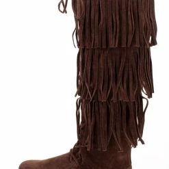 Forever Link Baylee10 Brown Knee High Lace Up Multi Layer Fringe Boot