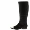 Michael Antonio Lennon Black Silver Metal Tip Riding Boot Boots