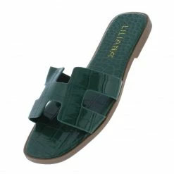 Liliana What's New Jocelyn054 Green Cut Out Open Toe Mule Slide Sandal