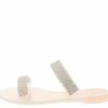 Liliana Shoes Jane186 Nude Rhinestone Dual Lucite Strap Flat Slide Sandal