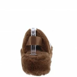 Lemonade Boo Brown Beige Faux Fur Open Toe Slingback Sandal