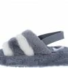 Lemonade Shoes Boo Grey Beige Faux Fur Open Toe Slingback Sandal