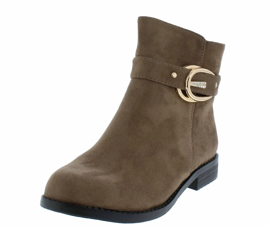 SUP Kaylee078 Khaki Suede Rhinestone Buckle Ankle Boot Boots 4 SUP Kaylee078 Khaki Suede Rhinestone Buckle Ankle Boot Boots