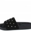 Shoe Republica Shoes Brandi Black Quilt Studded Open Toe Mule Slide Sandal