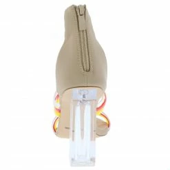 ELEGANCE Shoes Breeze Nude Multi Strap Open Toe Lucite Block Heel