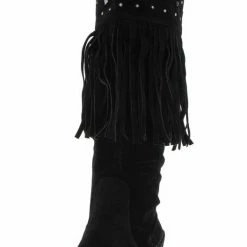 TWIN TIGER Bridget03h Black Fringed Rhinestone Boot Boots