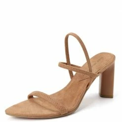Shoe Republica Brody Taupe Pointed Open Toe Slingback Block Heel What's New