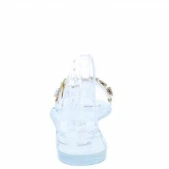 Shoe Republica Brush Clear Rhinestone Open Toe Ankle Strap Lucite Sandal