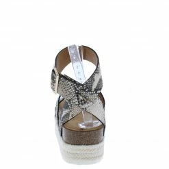 QUPID Cabo05 Beige Brown Open Toe Ankle Strap Platform Wedge Shoes