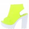 SPRINGLAND Platform Camila01 Lime Perforated Knit Cut Out Ankle Boot