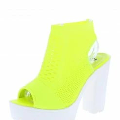 SPRINGLAND Platform Camila01 Lime Perforated Knit Cut Out Ankle Boot