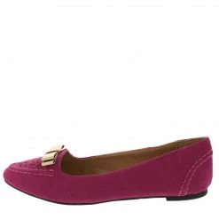 Bamboo Catchy01 Raspberry Bow Pointed Loafer Flat Shoes