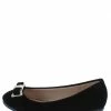 Forever Link Cbc76k Black Round Toe Gold Rhinestone Bow Ballet Kids Flat Flats