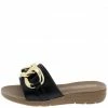 SUP What's New Champion05 Black Large Chain Open Toe Low Slide Wedge