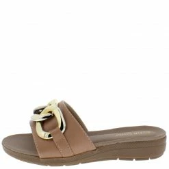SUP Champion05 Camel Large Chain Open Toe Low Slide Wedge What's New