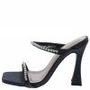 Elegant What's New Covinaa15 Black Rhinestone Dual Strap Open Toe Square Heel