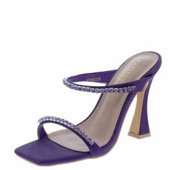 Elegant What's New Covinaa15 Lavender Rhinestone Dual Strap Open Toe Square Heel