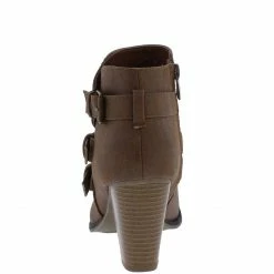 Forever Link Camila64 Tan Distressed Multi Buckle Strap Stacked Ankle Boot What's New