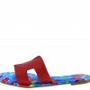 Shoe Republica Shoes Camo Red Cut Out Square Open Toe Mule Slide Sandal