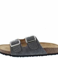 Mata What's New Cardi2 Grey Snake Open Toe Dual Buckle Strap Slide Sandal