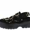 CAPE ROBBIN Cardi Black Multi Buckle Strap Slingback Chunky Lug Flat Shoes