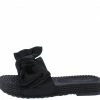 Lemonade Shoes Carmel Black Tied Bow Open Toe Mule Slide Flat Sandal