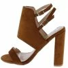 MACHI Cassandra Camel Front Panel Open Toe Double Slingback Heel Shoes