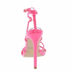 ELEGANCE Shoes Charlotte1 Neon Pink Braided Strappy Open Toe Stiletto Heel