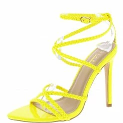 ELEGANCE What's New Charlotte1 Neon Yellow Braided Strappy Open Toe Stiletto Heel