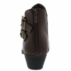 TOP GUY Chase5 Brown Dual Buckle Short Heel Ankle Boot