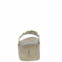 JP Chrome01s Gold Open Toe Stud Caged Mule Slide Sandal