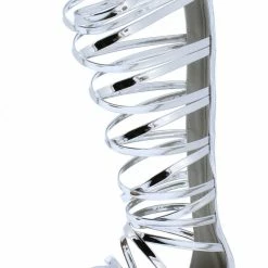Forever Link Boots Cinema65 Silver Caged Strappy Rear Zip Flat Boot
