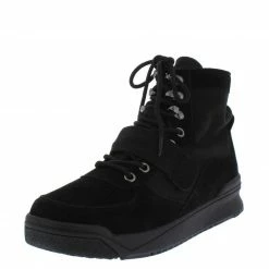 Forever Link Classic4 Black Lace Up Canvas Cross Strap Boot Boots