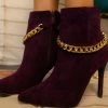 Mata Cravings Lavender Pointed Toe Chain Stiletto Ankle Boot
