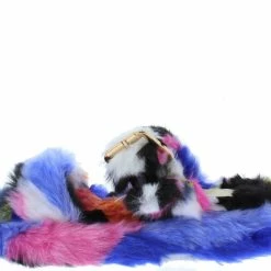 Mata Cuddle2 Multi Tye Die Faux Fur Open Toe Dual Strap Slide Sandal Shoes