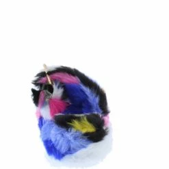 Mata Cuddle2 Multi Tye Die Faux Fur Open Toe Dual Strap Slide Sandal Shoes