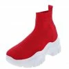 Liliana Boots Rachel296 Red 2 Knit Pull On Chunky Sneaker Boot