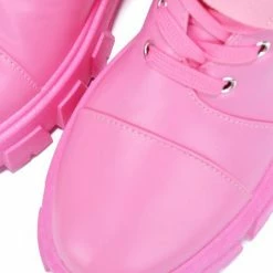 CAPE ROBBIN What's New Darth Blush Lace Up Buckle Faux Fur Combat Boot