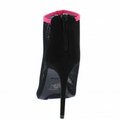 JP Shoes Dashing25 Black Piped Mesh Open Toe Rear Zip Stiletto Heel