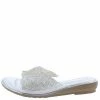 SUP Shoes DJ18 Silver Sparkle Notch Open Toe Mule Slide Sandal