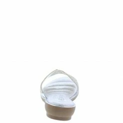 SUP Shoes DJ18 Silver Sparkle Notch Open Toe Mule Slide Sandal