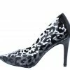 BERNESS Katherine191 Black Leopard Lucite Pointed Toe Pump Heel What's New