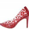 BERNESS Katherine191 Red Leopard Lucite Pointed Toe Pump Heel