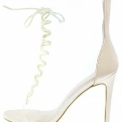 BERNESS Whitley9 Nude Peep Toe Lace Up Lucite Boot Boots