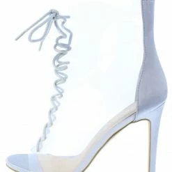 BERNESS Boots Whitley9 Silver Peep Toe Lace Up Lucite Boot
